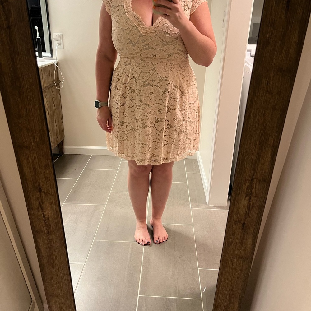 Vince Camuto Pink Sleeveless V-neck A-line Blush Pink Dress